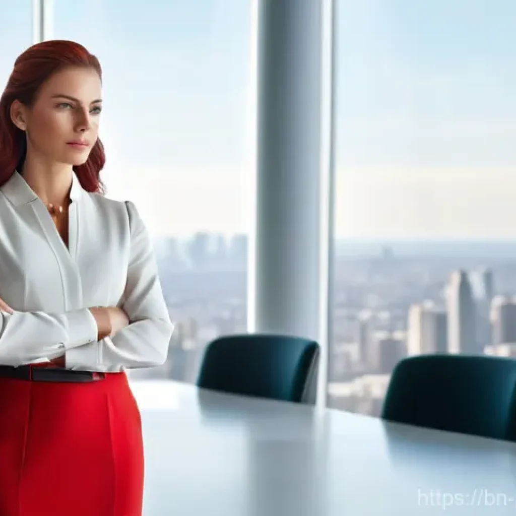 파워레인저 색상의 심리학 - **A Dynamic Female Leader in Red:**
Generate an image of a young, confident female executive in ...