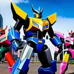 파워레인저 메가조드 디자인 - **Dynamic Megazord Transformation: The Dinozords Unite**
"An epic and detailed illustration capt...