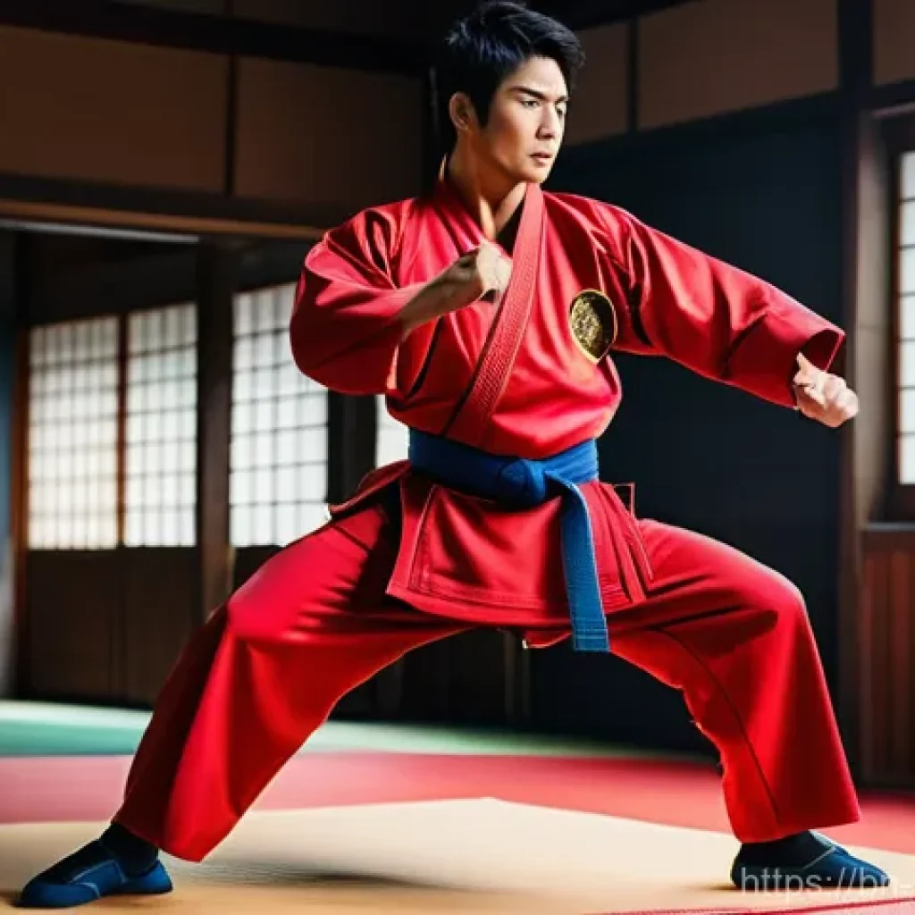 파워레인저 일본판 배우 - **Prompt:** A highly detailed, realistic image of a Japanese actor, in a vibrant dojo setting, under...